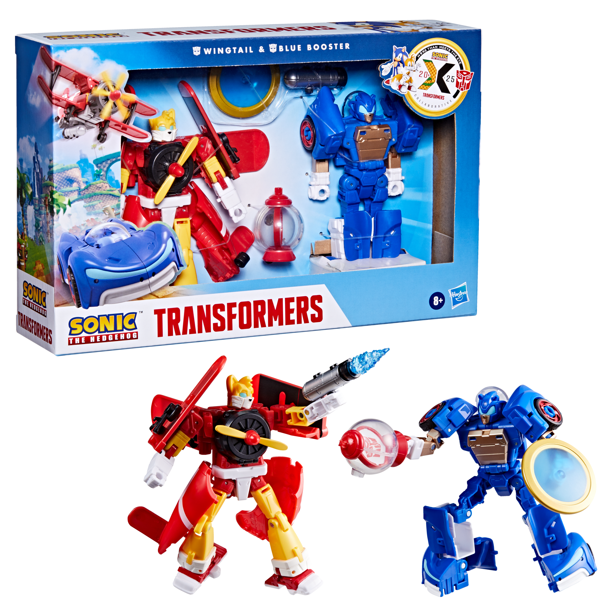 Transformers Collaborative Sonic the Hedgehog x Transformers Wingtail and Blue Booster Action Figures